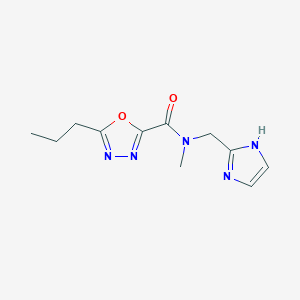molecular formula C11H15N5O2 B5379636 N-(1H-imidazol-2-ylmethyl)-N-methyl-5-propyl-1,3,4-oxadiazole-2-carboxamide 