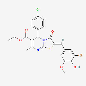 molecular formula C24H20BrClN2O5S B5379656 ethyl 2-(3-bromo-4-hydroxy-5-methoxybenzylidene)-5-(4-chlorophenyl)-7-methyl-3-oxo-2,3-dihydro-5H-[1,3]thiazolo[3,2-a]pyrimidine-6-carboxylate 