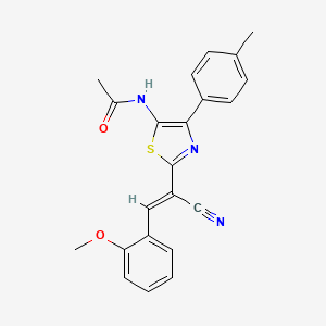 molecular formula C22H19N3O2S B5379668 N-[2-[1-cyano-2-(2-methoxyphenyl)vinyl]-4-(4-methylphenyl)-1,3-thiazol-5-yl]acetamide 