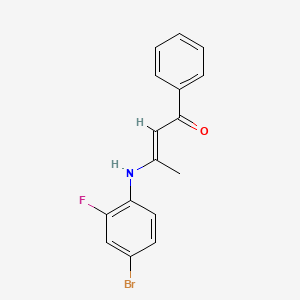molecular formula C16H13BrFNO B5379676 3-[(4-bromo-2-fluorophenyl)amino]-1-phenyl-2-buten-1-one 
