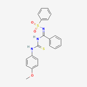 molecular formula C21H19N3O3S2 B5379679 N-{[(4-methoxyphenyl)amino]carbonothioyl}-N'-(phenylsulfonyl)benzenecarboximidamide 
