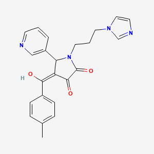 molecular formula C23H22N4O3 B5379697 3-hydroxy-1-[3-(1H-imidazol-1-yl)propyl]-4-(4-methylbenzoyl)-5-(3-pyridinyl)-1,5-dihydro-2H-pyrrol-2-one 