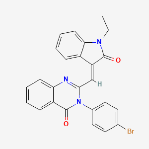 molecular formula C25H18BrN3O2 B5379752 3-(4-bromophenyl)-2-[(1-ethyl-2-oxo-1,2-dihydro-3H-indol-3-ylidene)methyl]-4(3H)-quinazolinone 