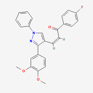 molecular formula C26H21FN2O3 B5379772 3-[3-(3,4-dimethoxyphenyl)-1-phenyl-1H-pyrazol-4-yl]-1-(4-fluorophenyl)-2-propen-1-one 