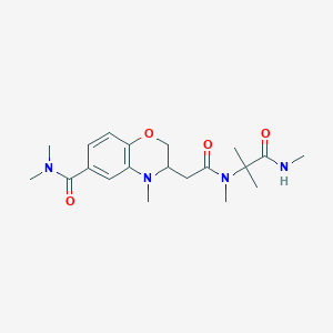 molecular formula C20H30N4O4 B5379781 3-{2-[[1,1-dimethyl-2-(methylamino)-2-oxoethyl](methyl)amino]-2-oxoethyl}-N,N,4-trimethyl-3,4-dihydro-2H-1,4-benzoxazine-6-carboxamide 
