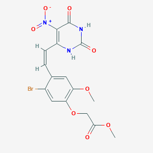 molecular formula C16H14BrN3O8 B5379795 methyl {5-bromo-2-methoxy-4-[2-(5-nitro-2,6-dioxo-1,2,3,6-tetrahydro-4-pyrimidinyl)vinyl]phenoxy}acetate 