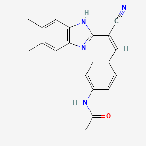 molecular formula C20H18N4O B5379799 N-{4-[2-cyano-2-(5,6-dimethyl-1H-benzimidazol-2-yl)vinyl]phenyl}acetamide 