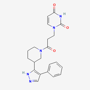 molecular formula C21H23N5O3 B5379821 1-{3-oxo-3-[3-(4-phenyl-1H-pyrazol-5-yl)piperidin-1-yl]propyl}pyrimidine-2,4(1H,3H)-dione 
