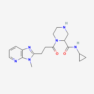molecular formula C18H24N6O2 B5379822 N-cyclopropyl-1-[3-(3-methyl-3H-imidazo[4,5-b]pyridin-2-yl)propanoyl]-2-piperazinecarboxamide 