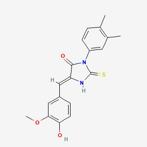 molecular formula C19H18N2O3S B5379830 3-(3,4-dimethylphenyl)-5-(4-hydroxy-3-methoxybenzylidene)-2-thioxo-4-imidazolidinone 