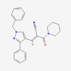 3-(1-benzyl-3-phenyl-1H-pyrazol-4-yl)-2-(1-piperidinylcarbonyl)acrylonitrile