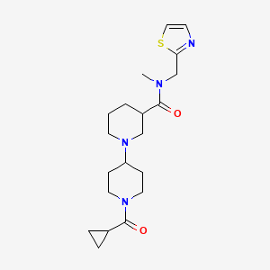 molecular formula C20H30N4O2S B5379885 1'-(cyclopropylcarbonyl)-N-methyl-N-(1,3-thiazol-2-ylmethyl)-1,4'-bipiperidine-3-carboxamide 
