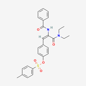 molecular formula C27H28N2O5S B5379898 4-[2-(benzoylamino)-3-(diethylamino)-3-oxo-1-propen-1-yl]phenyl 4-methylbenzenesulfonate 