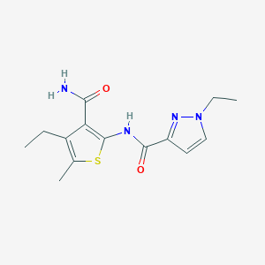 molecular formula C14H18N4O2S B5379940 N-(3-carbamoyl-4-ethyl-5-methylthiophen-2-yl)-1-ethyl-1H-pyrazole-3-carboxamide 