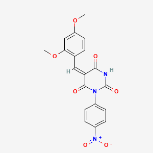 molecular formula C19H15N3O7 B5379951 5-(2,4-dimethoxybenzylidene)-1-(4-nitrophenyl)-2,4,6(1H,3H,5H)-pyrimidinetrione 