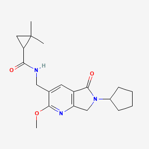 molecular formula C20H27N3O3 B5379964 N-[(6-cyclopentyl-2-methoxy-5-oxo-6,7-dihydro-5H-pyrrolo[3,4-b]pyridin-3-yl)methyl]-2,2-dimethylcyclopropanecarboxamide 