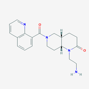 molecular formula C20H24N4O2 B5379996 rel-(4aS,8aR)-1-(2-aminoethyl)-6-(8-quinolinylcarbonyl)octahydro-1,6-naphthyridin-2(1H)-one hydrochloride 