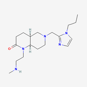 molecular formula C18H31N5O B5380011 rel-(4aS,8aR)-1-[2-(methylamino)ethyl]-6-[(1-propyl-1H-imidazol-2-yl)methyl]octahydro-1,6-naphthyridin-2(1H)-one dihydrochloride 