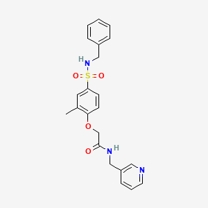 molecular formula C22H23N3O4S B5380030 2-{4-[(benzylamino)sulfonyl]-2-methylphenoxy}-N-(3-pyridinylmethyl)acetamide 