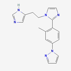 molecular formula C18H18N6 B5380036 1-(4-{1-[2-(1H-imidazol-4-yl)ethyl]-1H-imidazol-2-yl}-3-methylphenyl)-1H-pyrazole 
