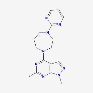 molecular formula C16H20N8 B5380045 1,6-dimethyl-4-[4-(2-pyrimidinyl)-1,4-diazepan-1-yl]-1H-pyrazolo[3,4-d]pyrimidine 