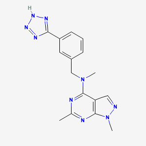 molecular formula C16H17N9 B5380105 N,1,6-trimethyl-N-[3-(1H-tetrazol-5-yl)benzyl]-1H-pyrazolo[3,4-d]pyrimidin-4-amine 