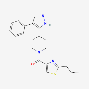 molecular formula C21H24N4OS B5380126 4-(4-phenyl-1H-pyrazol-5-yl)-1-[(2-propyl-1,3-thiazol-4-yl)carbonyl]piperidine 