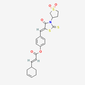 molecular formula C23H23NO5S3 B5380140 4-{[3-(1,1-dioxidotetrahydro-3-thienyl)-4-oxo-2-thioxo-1,3-thiazolidin-5-ylidene]methyl}phenyl 3-(3-cyclohexen-1-yl)acrylate 