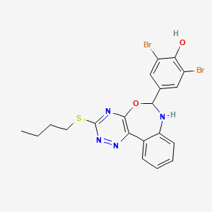 molecular formula C20H18Br2N4O2S B5380146 2,6-dibromo-4-[3-(butylthio)-6,7-dihydro[1,2,4]triazino[5,6-d][3,1]benzoxazepin-6-yl]phenol 