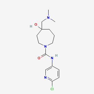 molecular formula C15H23ClN4O2 B5380172 N-(6-chloro-3-pyridinyl)-4-[(dimethylamino)methyl]-4-hydroxy-1-azepanecarboxamide 