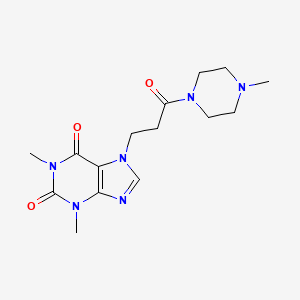 molecular formula C15H22N6O3 B5380183 1,3-dimethyl-7-[3-(4-methylpiperazin-1-yl)-3-oxopropyl]-3,7-dihydro-1H-purine-2,6-dione 