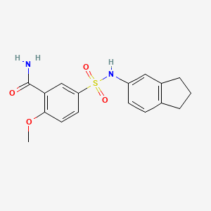 molecular formula C17H18N2O4S B5380190 5-[(2,3-dihydro-1H-inden-5-ylamino)sulfonyl]-2-methoxybenzamide 