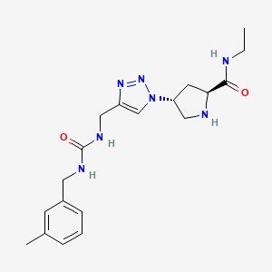 molecular formula C19H27N7O2 B5380258 (4R)-N-ethyl-4-{4-[({[(3-methylbenzyl)amino]carbonyl}amino)methyl]-1H-1,2,3-triazol-1-yl}-L-prolinamide hydrochloride 