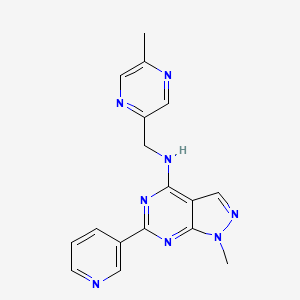 molecular formula C17H16N8 B5380268 1-methyl-N-[(5-methyl-2-pyrazinyl)methyl]-6-(3-pyridinyl)-1H-pyrazolo[3,4-d]pyrimidin-4-amine 