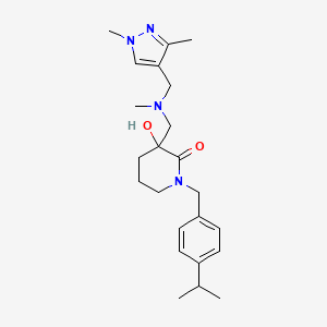 molecular formula C23H34N4O2 B5380309 3-{[[(1,3-dimethyl-1H-pyrazol-4-yl)methyl](methyl)amino]methyl}-3-hydroxy-1-(4-isopropylbenzyl)piperidin-2-one 