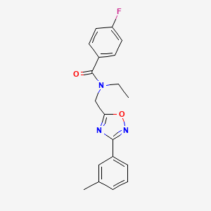 molecular formula C19H18FN3O2 B5380339 N-ethyl-4-fluoro-N-{[3-(3-methylphenyl)-1,2,4-oxadiazol-5-yl]methyl}benzamide 