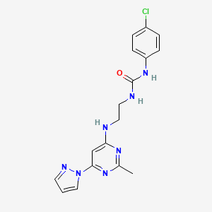 molecular formula C17H18ClN7O B5380344 N-(4-chlorophenyl)-N'-(2-{[2-methyl-6-(1H-pyrazol-1-yl)-4-pyrimidinyl]amino}ethyl)urea 
