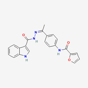 molecular formula C22H18N4O3 B5380398 N-{4-[N-(1H-indol-3-ylcarbonyl)ethanehydrazonoyl]phenyl}-2-furamide 