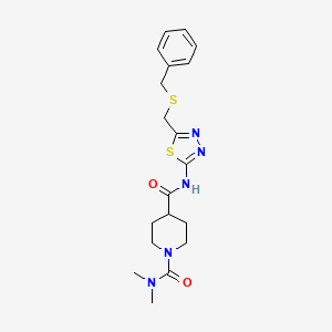molecular formula C19H25N5O2S2 B5380408 N~4~-{5-[(benzylthio)methyl]-1,3,4-thiadiazol-2-yl}-N~1~,N~1~-dimethyl-1,4-piperidinedicarboxamide 