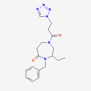 4-benzyl-3-ethyl-1-[3-(1H-tetrazol-1-yl)propanoyl]-1,4-diazepan-5-one