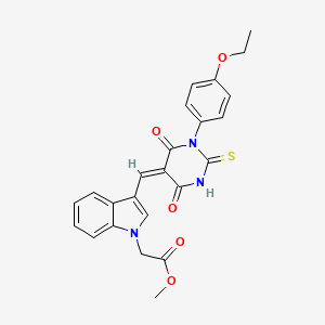 molecular formula C24H21N3O5S B5380441 methyl (3-{[1-(4-ethoxyphenyl)-4,6-dioxo-2-thioxotetrahydro-5(2H)-pyrimidinylidene]methyl}-1H-indol-1-yl)acetate 