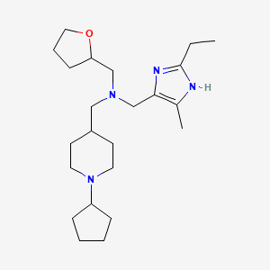 molecular formula C23H40N4O B5380449 1-(1-cyclopentyl-4-piperidinyl)-N-[(2-ethyl-4-methyl-1H-imidazol-5-yl)methyl]-N-(tetrahydro-2-furanylmethyl)methanamine 