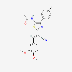 molecular formula C24H23N3O3S B5380459 N-[2-[1-cyano-2-(4-ethoxy-3-methoxyphenyl)vinyl]-4-(4-methylphenyl)-1,3-thiazol-5-yl]acetamide 