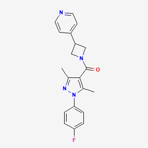 molecular formula C20H19FN4O B5380477 4-(1-{[1-(4-fluorophenyl)-3,5-dimethyl-1H-pyrazol-4-yl]carbonyl}-3-azetidinyl)pyridine 