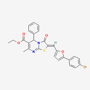 molecular formula C27H21BrN2O4S B5380562 ethyl 2-{[5-(4-bromophenyl)-2-furyl]methylene}-7-methyl-3-oxo-5-phenyl-2,3-dihydro-5H-[1,3]thiazolo[3,2-a]pyrimidine-6-carboxylate 