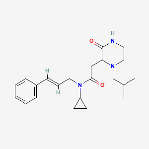 molecular formula C22H31N3O2 B5380577 N-cyclopropyl-2-(1-isobutyl-3-oxo-2-piperazinyl)-N-[(2E)-3-phenyl-2-propen-1-yl]acetamide 