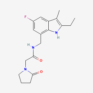 molecular formula C18H22FN3O2 B5380608 N-[(2-ethyl-5-fluoro-3-methyl-1H-indol-7-yl)methyl]-2-(2-oxopyrrolidin-1-yl)acetamide 