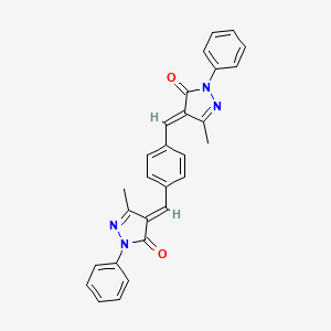molecular formula C28H22N4O2 B5380615 4,4'-(1,4-phenylenedimethylylidene)bis(5-methyl-2-phenyl-2,4-dihydro-3H-pyrazol-3-one) 