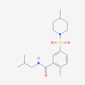 molecular formula C18H28N2O3S B5380718 N-isobutyl-2-methyl-5-[(4-methylpiperidin-1-yl)sulfonyl]benzamide 