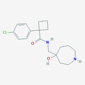 molecular formula C18H25ClN2O2 B5380748 1-(4-chlorophenyl)-N-[(4-hydroxy-4-azepanyl)methyl]cyclobutanecarboxamide 